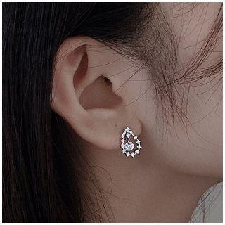 925 Sterling Silver Rhinestone Drop Earring 1 Pair - 925 Silver - Drop Earrings - Silver - One Size