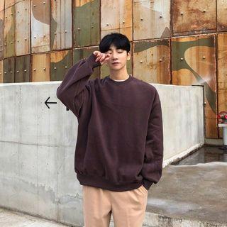 Brushed-fleece Lined Sweatshirt In 10 Colors