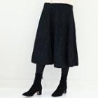 Band-waist Glittered Knit Skirt Black - One Size