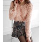 Round-neck Cropped Furry Knit Top