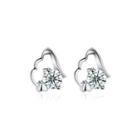 925 Sterling Silver Simple Mini Elegant Exquisite Earrings And Ear Studs With Cubic Zircon Silver - One Size