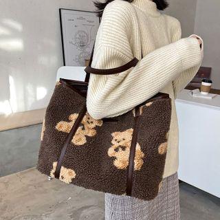 Fluffy Bear Print Tote Bag