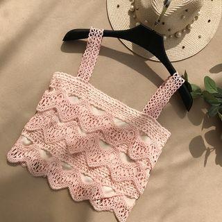 Wide-strap Crochet Lace Top
