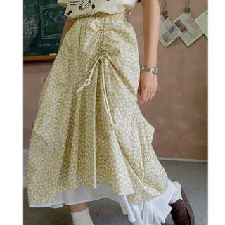 Floral Asymmrtical Midi Skirt