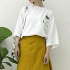Palm Tree Embroidered 3/4-sleeve T-shirt