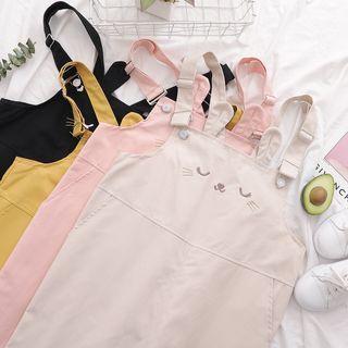 Cartoon Embroidered Straight-cut Cropped Jumper Pants