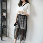 Set: Short-sleeve Long T-shirt + Tulle Skirt