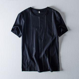 Pinstripe Round-neck Short-sleeve Top