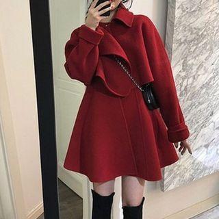 Set: Woolen Mini A-line Dress + Jacket