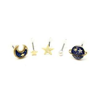 Set Of 5: Non-matching Planet Earrings/ Clip-on Earrings