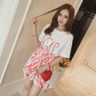 Set: Short-sleeved T-shirt + Floral Print Shorts