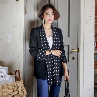 Open-front Polka-dot Blazer Black - One Size