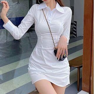 Long-sleeve Polo Sheath Dress