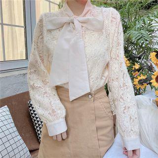 Bow-neck Lace Shirt