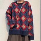 Patterned Oversize Sweater / Midi A-line Skirt