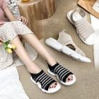 Striped Cutout Platform Sneaker Sandals