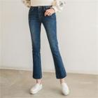 Band-waist Brushed-fleece Lined Boot-cut Jeans