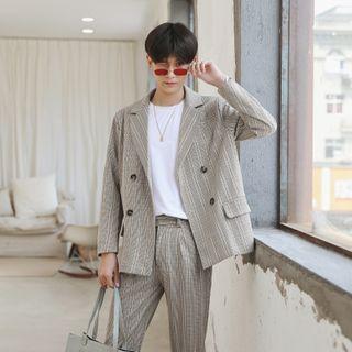 Double Breasted Plaid Blazer / Harem Pants