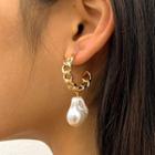 Irregular Pearl Alloy Chain Dangle Earring