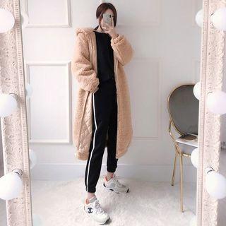 Hooded Zip-up Sherpa-fleece Coat