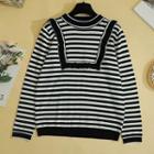 Striped Knit Pullover Stripes - Black & White - One Size
