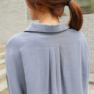 Pintuck Dip-back Oversized Shirt