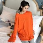 Plain Long-sleeve T-shirt Tangerine - One Size