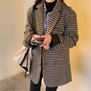 Gingham Blazer As Shown In Figure - One Size