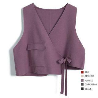 Tie-front Cropped Knit Vest