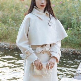 Set: Cape Coat + Midi A-line Pinafore Dress