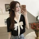 Short-sleeve Bow Neck Top