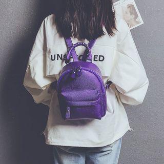 Plain Faux Leather Mini Backpack