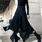 Plaid Irregular Slit Midi A-line Skirt