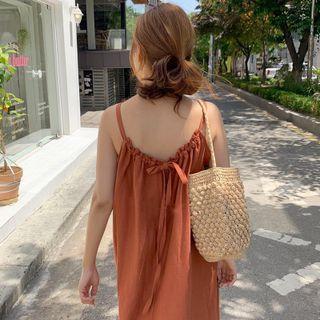 Spaghetti Strap Drawstring Cut-out Dress