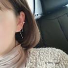 925 Sterling Silver Zigzag Chained Cuff Earring 1 Pair - Silver - One Size