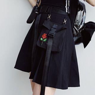 Set: Pleated Mini A-line + Waist Bag