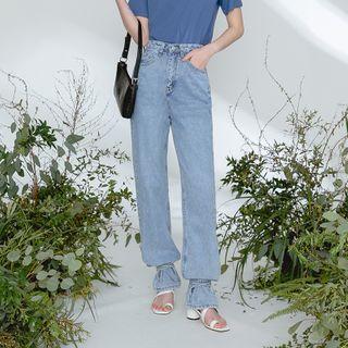 Tie-cuff Washed Harem Jeans