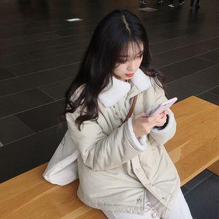 Long-sleeve Shearling Padded Coat Almond - One Size