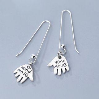 925 Sterling Silver Lettering Palm Dangle Earring As Shown In Figure - One Size