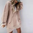 Long-sleeve Plain Pocket Oversized Hoodie