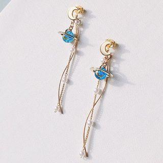 Faux Pearl Rhinestone Planet Fringed Earring As Shown In Figure - One Size