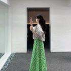 Band-waist Floral Maxi A-line Skirt