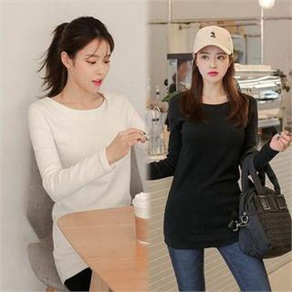 Round-neck Brushed Fleece Lined T-shirt