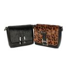 Faux-calf Hair Panel Shoulder Bag
