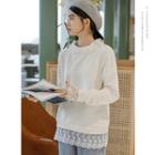 Lace Trim Pullover Off-white - One Size