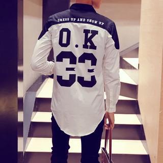 Colour Block Lettering Long Sleeved Shirt