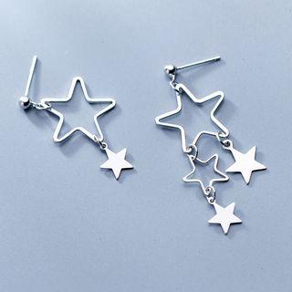 925 Sterling Silver Non-matching Star Earring As Shown In Figure - One Size