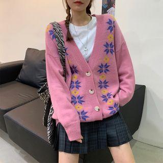 Geometry Printed Knitted Cardigan