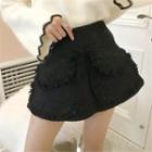 Fringe-trim A-line Mini Skirt Black - One Size