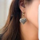 Houndstooth Heart Rhinestone Alloy Dangle Earring 1 Pair - Type A - 925 Silver - Black & White - One Size